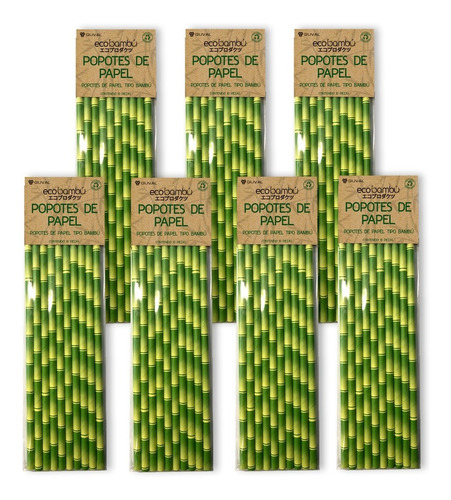 Popotes De Papel Con Diseño De Bambú Biodegradables 400 Pzs