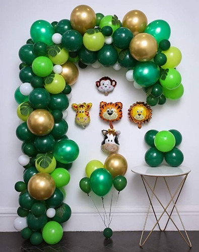 Kit Decoración Arco De Globos Fiesta Safari Jungla Selva