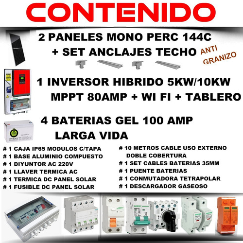 Imagen 2 de 10 de Must Kit Solar Hibrido 4950 W/dia Tablero 80a- Wifi Mh8-5