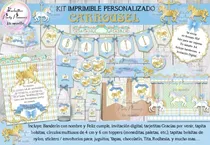 Comprar Kit Imprimible Candy Bar Carrousel Celeste Personalizado