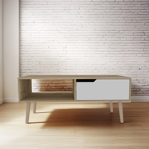 Mesa De Centro Modelo Oslo Color Blanco Duna