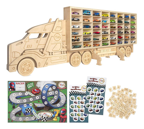 Wood Toy Car Storage Organizer Floor/wall Display Case Shelf
