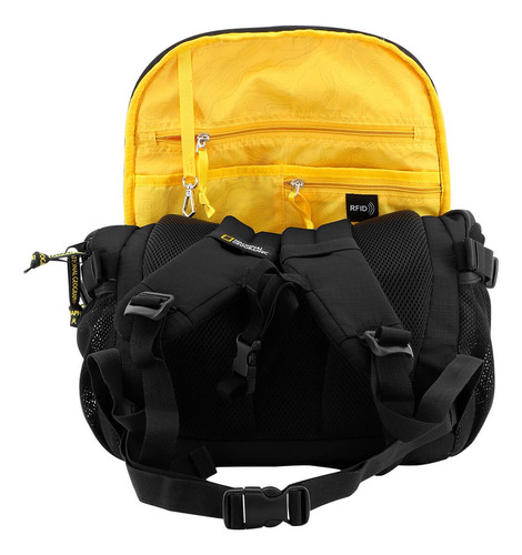 Mochila Nat Geo N21216, Backpack, Explorer Iii Con Sistema De Bloqueo Para Td/td Rfid Color Negro Diseño De La Tela Lisa
