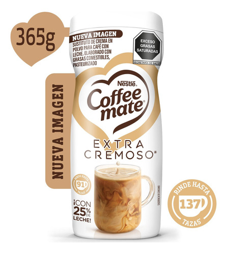 Coffee Mate Polvo sustituto de crema para café extra cremoso 365g