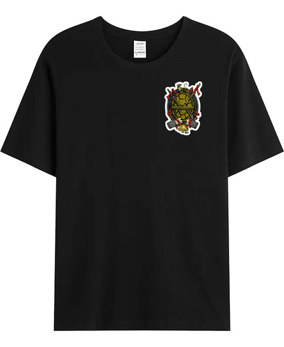 Remera Negra De Algodón Logo Tortugas Ninjas Ar200