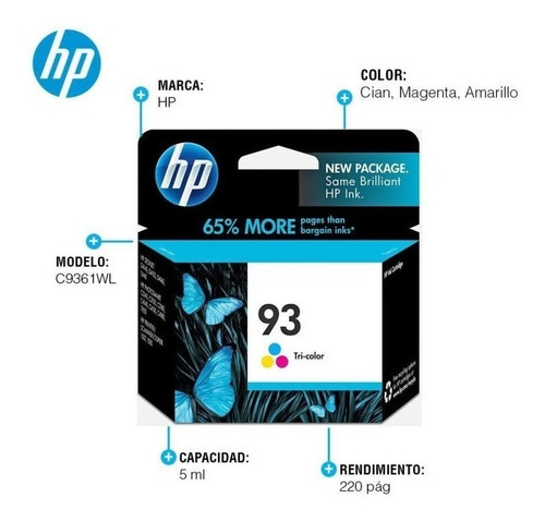 Imagen 3 de 9 de Cartucho Hp 93 Color Original C9361wl 5440 6310 C3180 1510
