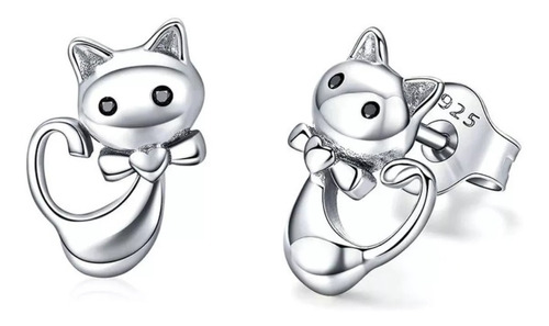 Aros Plata Gato, Gatitos Corazón Mascota Amistad Joya