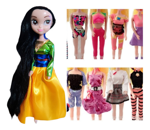 Muñeca Vestida De Mulann + 10 Conjuntos De Ropa Env Gratis