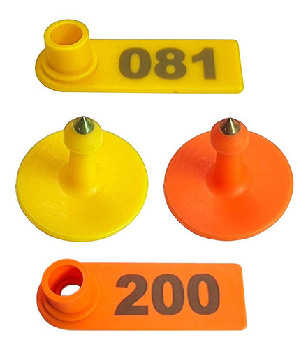 Kit 100 Brincos Bovinos Identificação Amarelo - 0 A 100