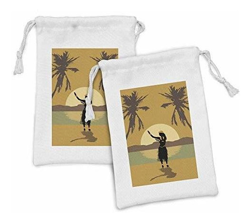 Estuche De Tocador - Lunarable Hula Girl Fabric Pouch Set Of