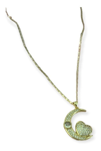 Collar De Luna Con Corazon Oro Laminado 12k