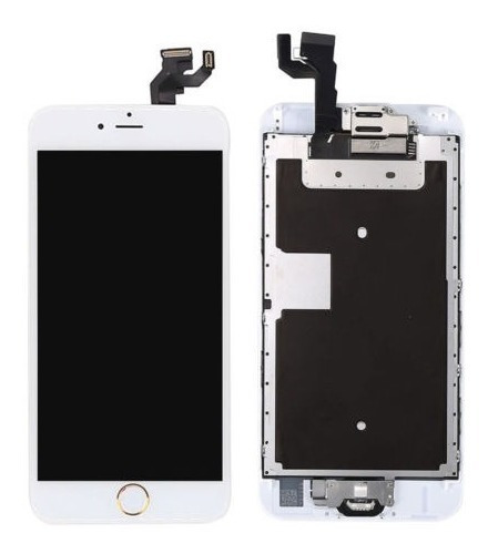 Blanco Para iPhone 6s 4,7 '' Botón Cámara + Oro + Touch Digi