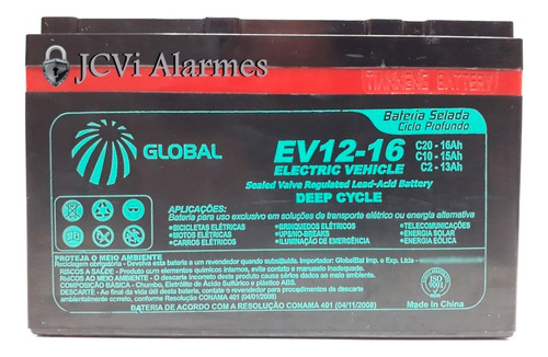 Kit 3 Baterias Gel Global 6-dzm-12 16ah 12v Veículo Elétrico