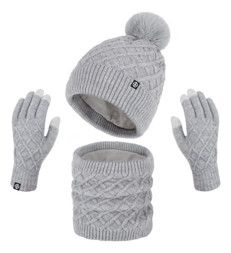 Gorro Invierno Mujer, Bufanda Cuello, Guantes Con Pantalla Y