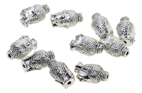 10 Piezas De Plata 3d Buda Espaciador De Metal Beads Diy