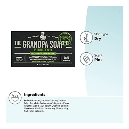 Jabón En Barra De Alquitrán De Pino De The Grandpa Soap Comp