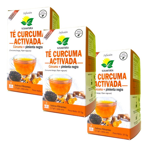 Té De Curcuma Activada 100% Natural (75 Bolsitas Filtrantes)