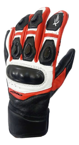 Guantes Moto Atrox Gp Drive Negro Blanco Rojo