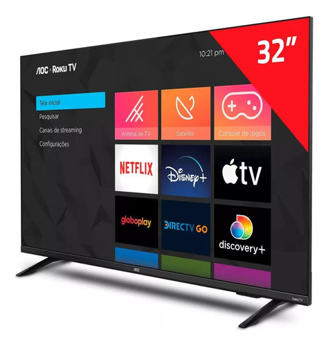 Smart Tv 32 Hd Roku Tv 32s5135/78g Preta Aoc Bivolt