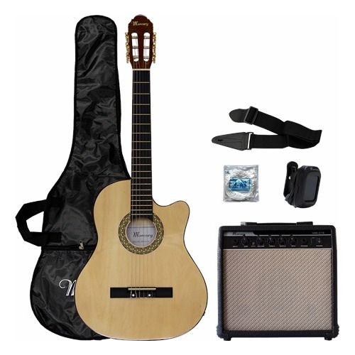 Pack Guitarra Electroacústica Mercury 39´´ Nylon/cutaway