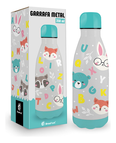 Garrafa Térmica Metal Neo 350ml Infantil Tubarão E Unocórnio Cor Alfabeto