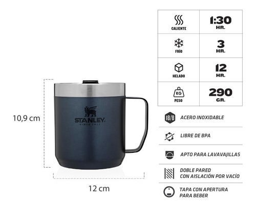 Imagen 2 de 3 de Taza Térmica Stanley Camp Mug Stanley 345ml Acero Inoxidable