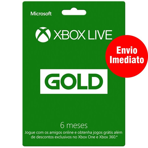 Cartão Xbox Live Gold 6 Meses Assinatura - Envio Imediato!