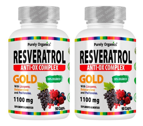 Combo 2 Resveratrol Anti-ox Complex Gold | 90 Caps Sabor Sin sabor