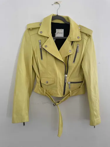 Chaqueta top piel amarilla