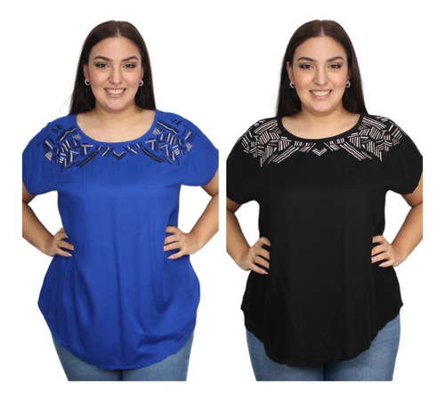 Imagen 2 de 7 de Blusa Mujer Fiesta Importada Talle Grande