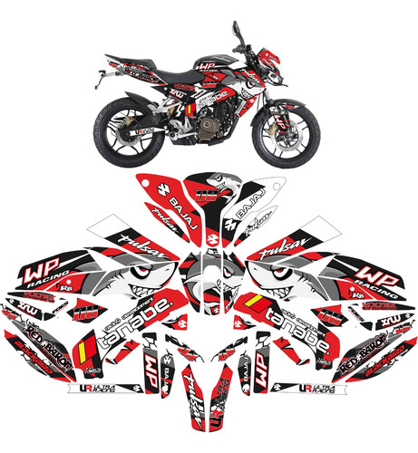 Kit De Graficos Pulsar 200 Ns Shark Listo Para Instalar Rojo