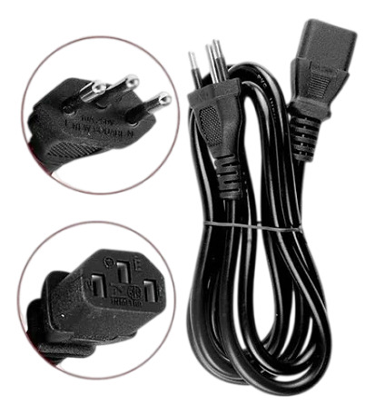 Cabo Força Energia Fontes 110v/220v Tripolar Pc Cpu Monitor Preto