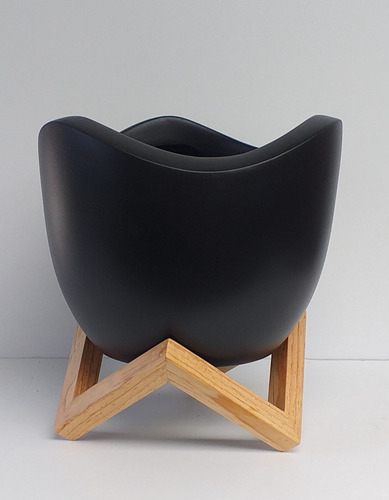 Maceta Olas Chica Con Base De Madera