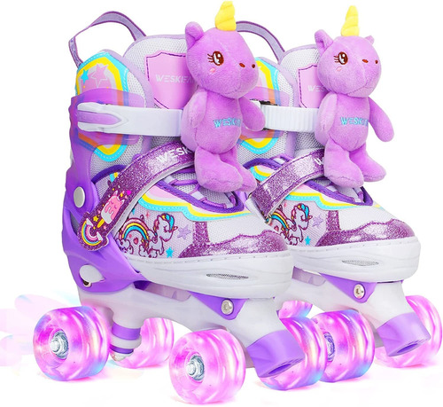 Patines Cuádruple Con Muñeca De Unicornio Violeta Talla S