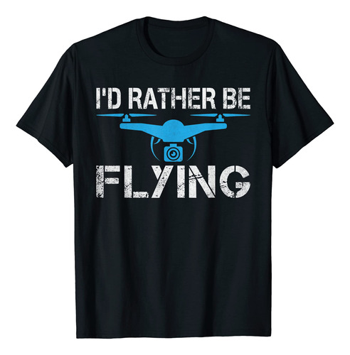 Camiseta De Piloto Con Drones Id Rather Be Flying, Negro -
