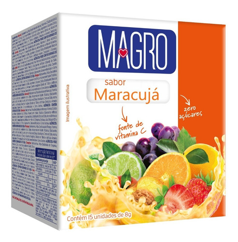 Refresco Magro Sabor Maracujá S/ Açúcar 15 Sachê De 8g Cada