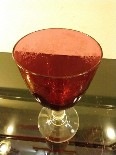 Imagen 4 de 6 de Antigua Copa De Colección Rubí Grabada Al Ácido