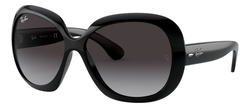 Anteojos de sol Ray-Ban Jackie Ohh II Standard con marco de nailon color gloss black, lente grey degradada, varilla gloss black de nailon - RB4098