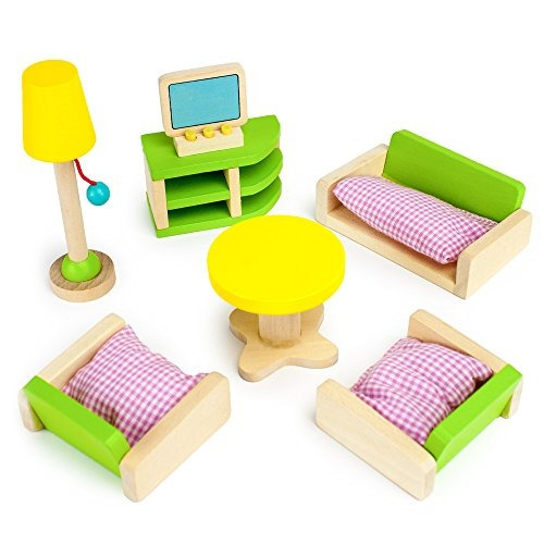 Juego De Muebles De Sala Para Muñecas Wooden Wonders 10 P