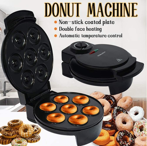 postres FOKH Mini Donut Maker refrigerios Multifunción ABS Máquina de repostería doméstica para Cocina 1200W Antiadherente 7 Fashionable Donuts Máquina eléctrica para Hacer Donuts 