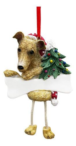 Greyhound Ornamento Con  Patas De Dangling Pintado A Mano Ni