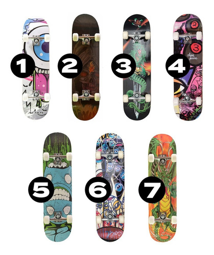 Skate Patineta Completa Tabla Maple Concava Truck Aluminio