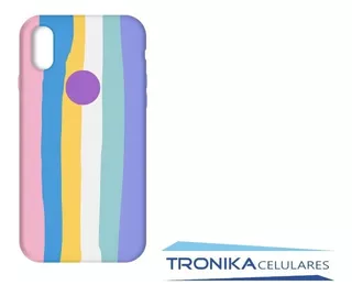Funda Silicone Case Arcoíris Con Logo iPhone 7 8 Plus Xr X