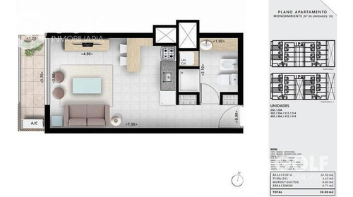Vendo Apartamento De 1 Dormitorio Hacia Atrás, En Construcción, Pocitos, Montevideo