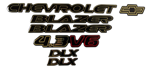 Kit Adesivo Emblema 3d Resinado Chevrolet Blazer Dlx 4.3v6