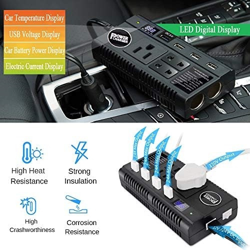 Inversor De Corriente Para Automóvil 120w Dc 12v 24v A Ac 11