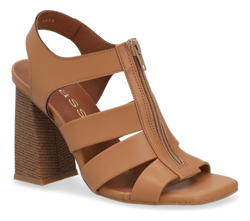 Sandalia De Tacón 10 Cm  Casual Dama   Camel 949-28