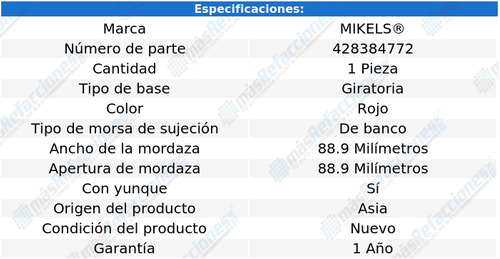 Tornillo De Banco Hierro Gris 3.5 Pulgadas Mikels