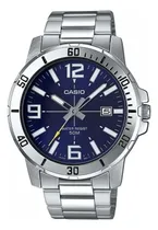 Comprar Relógio Casio Masculino Prata Mtp-vd01d-2bvudf Cor Da Correia Prateado Cor Do Bisel Prateado Cor Do Fundo Azul-escuro