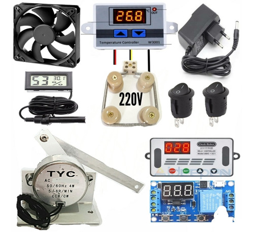 Kit Para Chocadeira Termostato Culer Timer Motor Medidor Umd